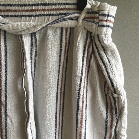 Jolt Striped Shorts Womens L Large Casual Summer Boho Beige Brown Blue Linen - Picture 5 of 16